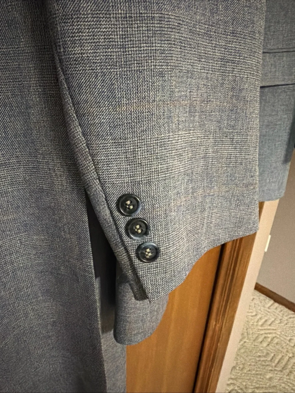 Men's Gray Blue Two-Piece Tailored Suit Jacket & Trousers